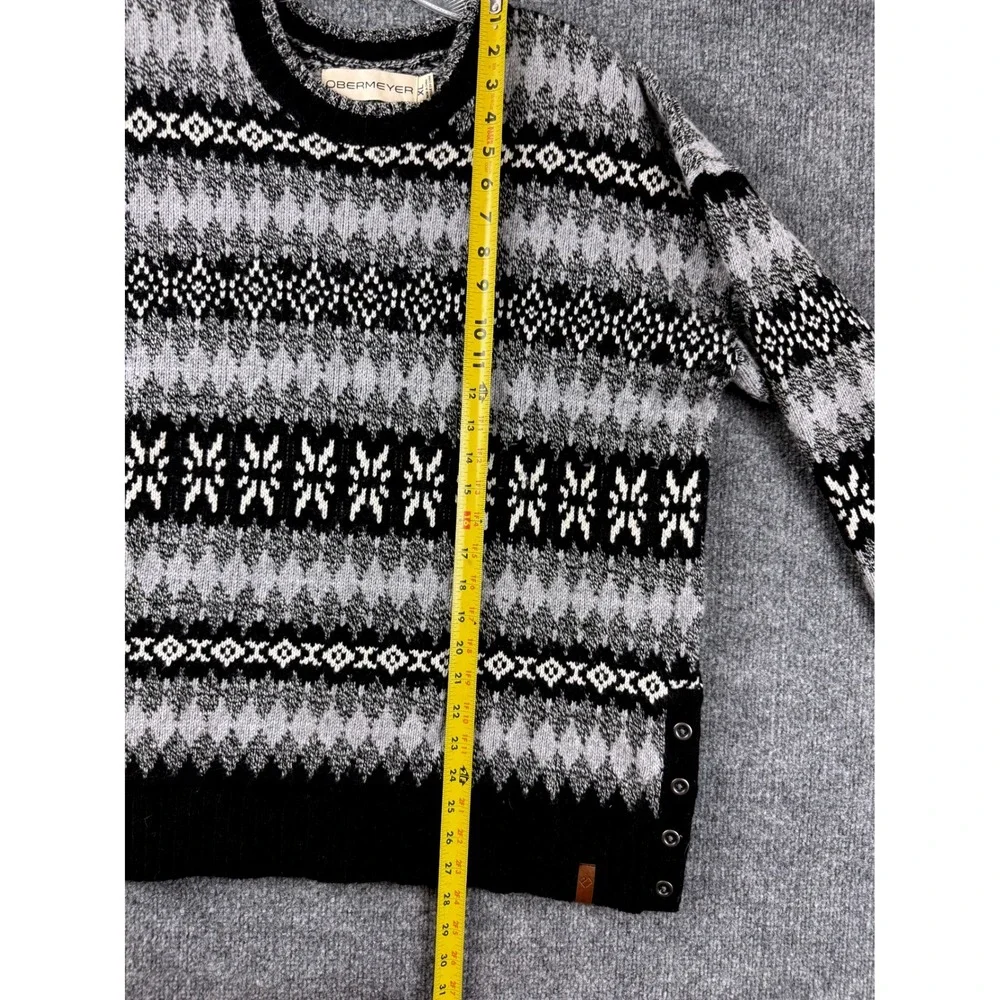 Obermeyer Men Sweater XL Fair Isle Ski Knit Nordic Argyle Prep Winter Black Crew